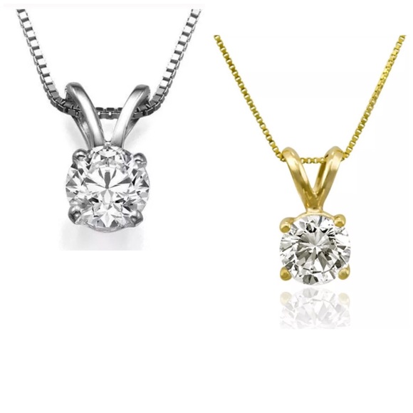 3.0CT Round Pendant 14K Yellow Gold Necklace - Picture 1 of 5